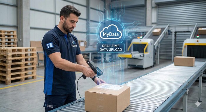 Επιχειρηματίας ελέγχει εφαρμογή τιμολόγησης για ηλεκτρονικό δελτίο αποστολής