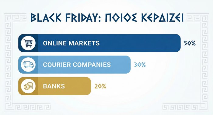 Γράφημα που δείχνει ποιος κερδίζει - marketplace, courier, τράπεζες