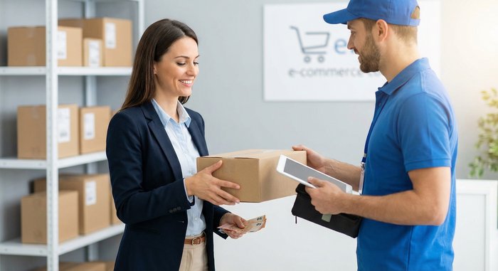 Ελληνικό e-shop με αντικαταβολή - πελάτης παραλαμβάνει δέμα